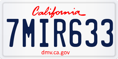 CA license plate 7MIR633