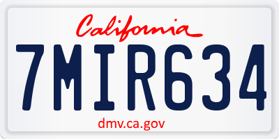 CA license plate 7MIR634