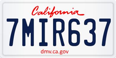 CA license plate 7MIR637