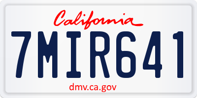 CA license plate 7MIR641