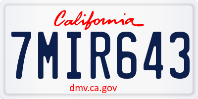 CA license plate 7MIR643
