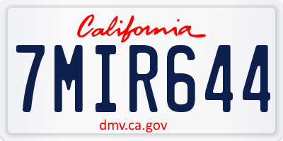 CA license plate 7MIR644