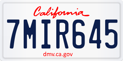 CA license plate 7MIR645