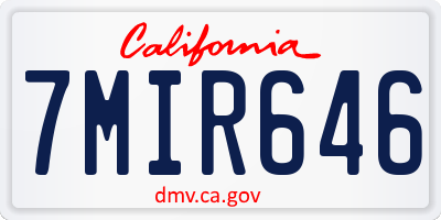 CA license plate 7MIR646