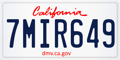 CA license plate 7MIR649