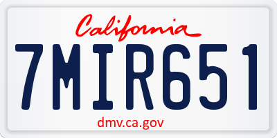 CA license plate 7MIR651