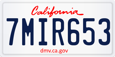 CA license plate 7MIR653