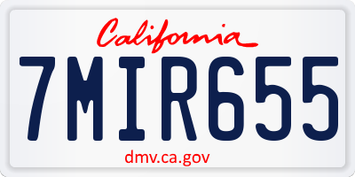 CA license plate 7MIR655