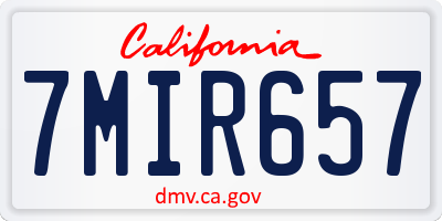 CA license plate 7MIR657