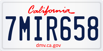 CA license plate 7MIR658