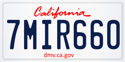 CA license plate 7MIR660