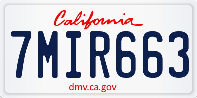 CA license plate 7MIR663