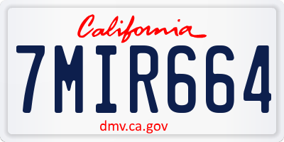 CA license plate 7MIR664