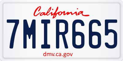 CA license plate 7MIR665