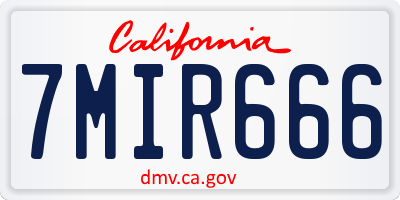 CA license plate 7MIR666