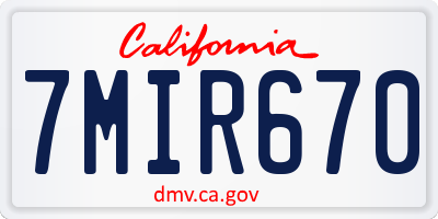 CA license plate 7MIR670