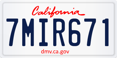 CA license plate 7MIR671