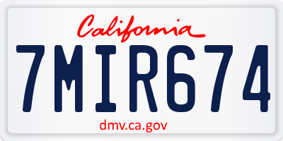 CA license plate 7MIR674