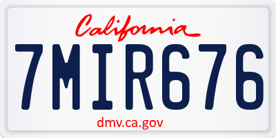 CA license plate 7MIR676
