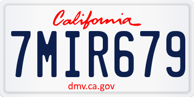 CA license plate 7MIR679