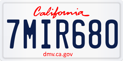CA license plate 7MIR680