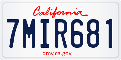 CA license plate 7MIR681