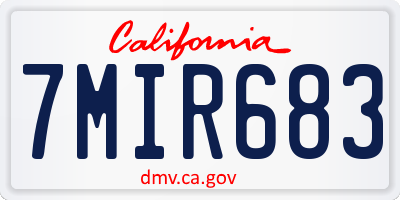 CA license plate 7MIR683