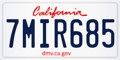 CA license plate 7MIR685