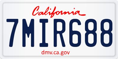 CA license plate 7MIR688