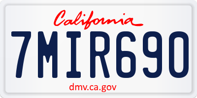 CA license plate 7MIR690