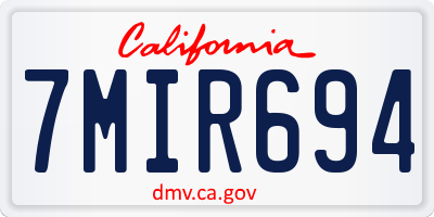 CA license plate 7MIR694