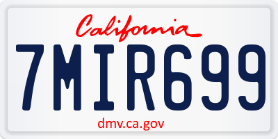 CA license plate 7MIR699