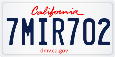 CA license plate 7MIR702