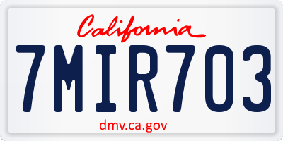 CA license plate 7MIR703