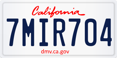 CA license plate 7MIR704