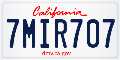 CA license plate 7MIR707