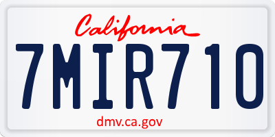 CA license plate 7MIR710