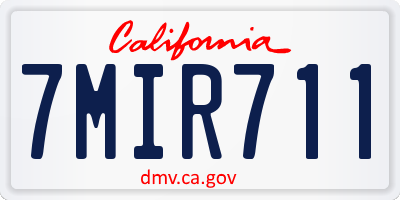 CA license plate 7MIR711