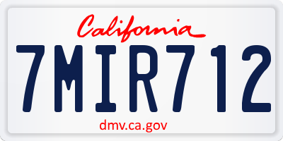 CA license plate 7MIR712