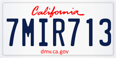 CA license plate 7MIR713