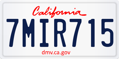CA license plate 7MIR715