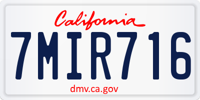CA license plate 7MIR716