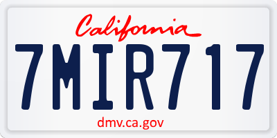 CA license plate 7MIR717