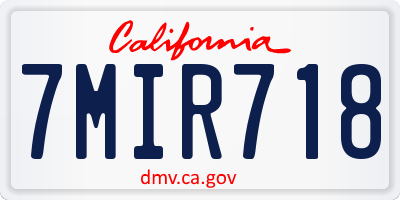 CA license plate 7MIR718