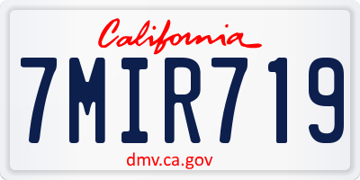 CA license plate 7MIR719