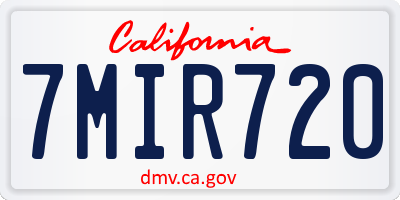 CA license plate 7MIR720