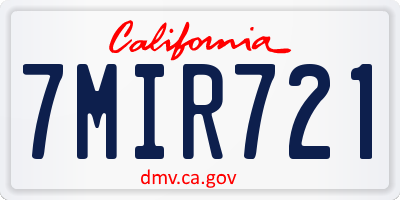 CA license plate 7MIR721