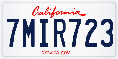 CA license plate 7MIR723