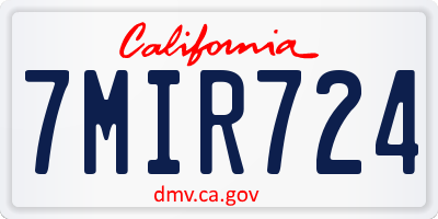 CA license plate 7MIR724