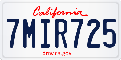 CA license plate 7MIR725